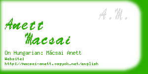anett macsai business card