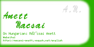 anett macsai business card